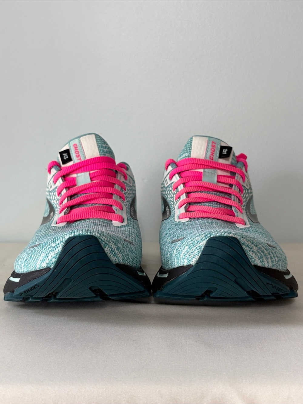 Brooks Women’s Ghost 14 Neutral Running Shoes — Light Blue with Pink Laces. - Picture 7 of 15